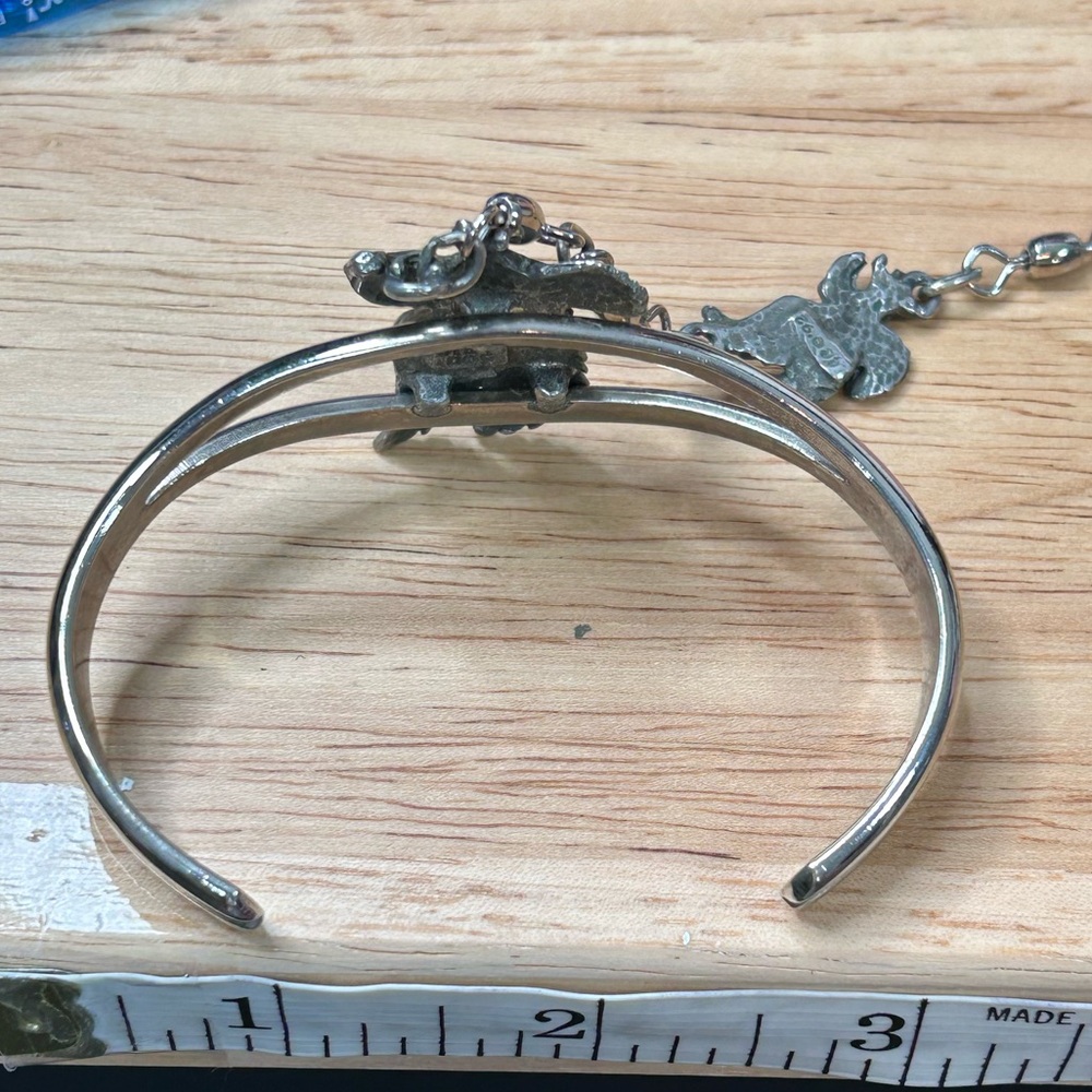 EJC 1992 Vintage Silver Eagle Slave Cuff Bracelet and Ring - Picture 10 of 13